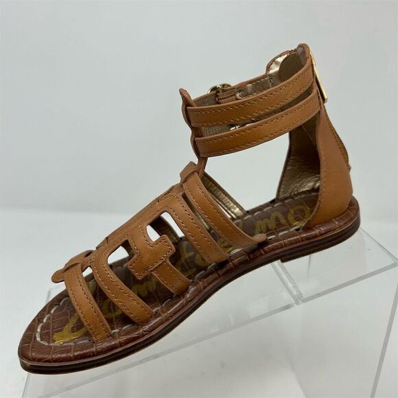 Sam Edelman Girls' Ginnie Gladiator Sandals Brown Leather Size 1 Casual Flat - Picture 3 of 10